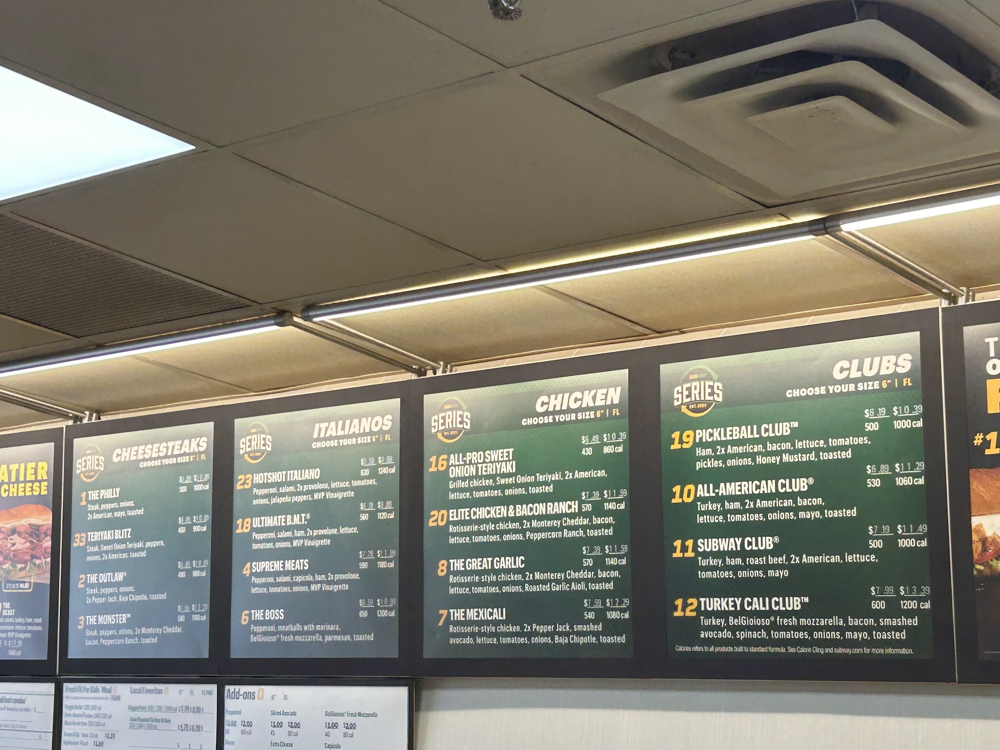 Subway Menu
