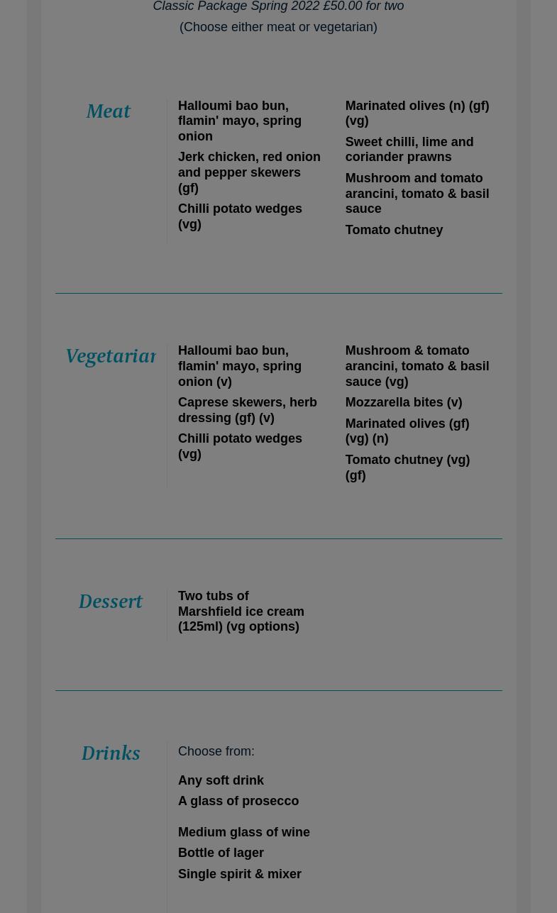 The Orchard Theatre Menu
