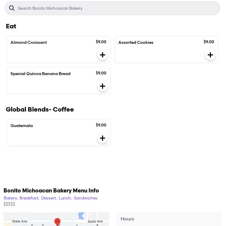 Bonito Michoacán Bakery Menu