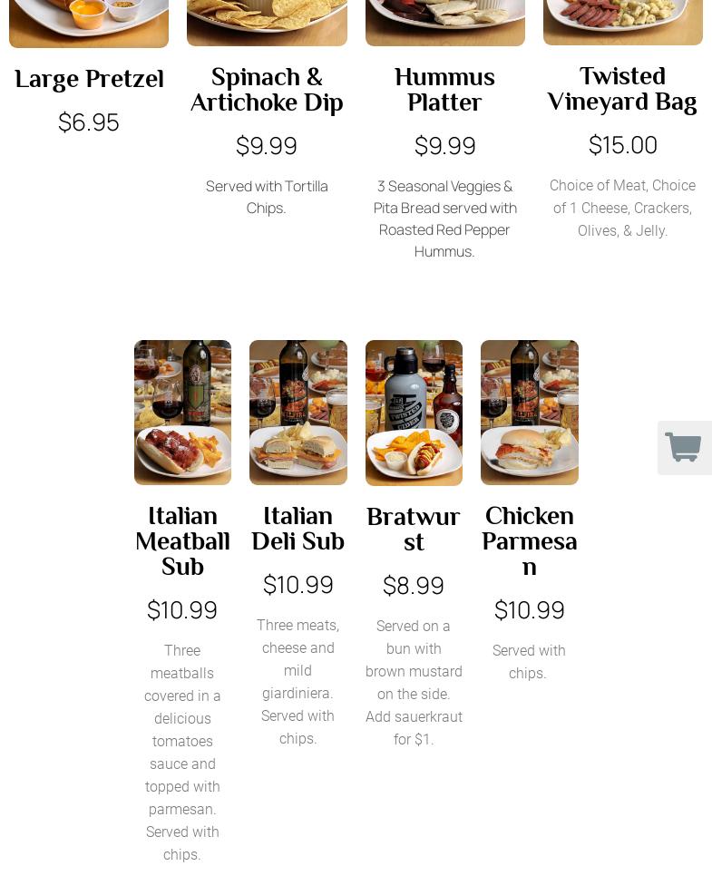 Z&M Twisted Vines Vineyard, Tasting Room & Events Menu