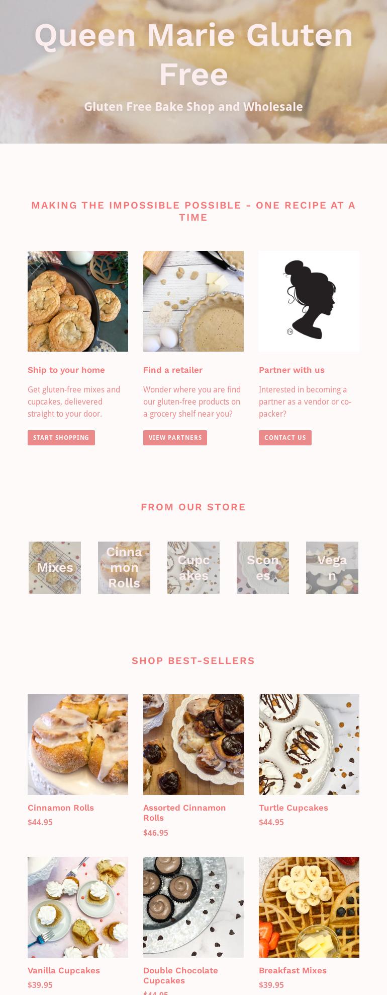 Queen Marie Gluten Free Menu