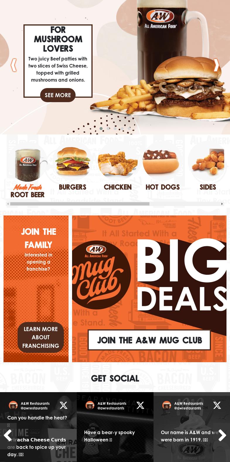 A&W Restaurant Menu