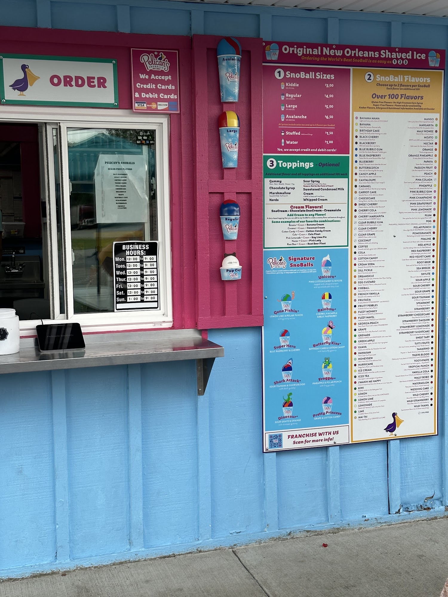 Pelican’s Snoballs Franklin Menu