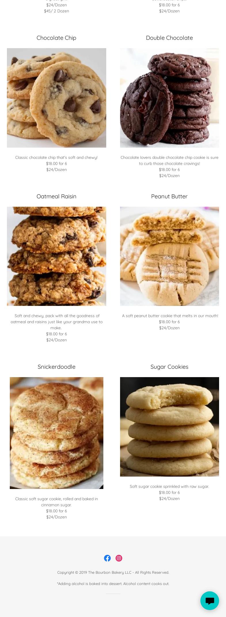 The Bourbon Bakery Menu