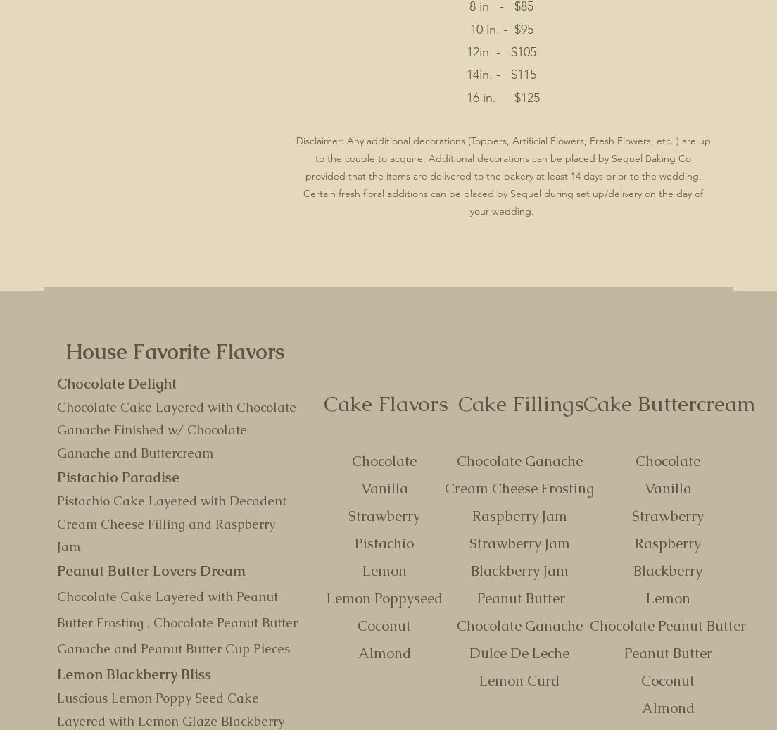 Sequel Baking Co. Menu