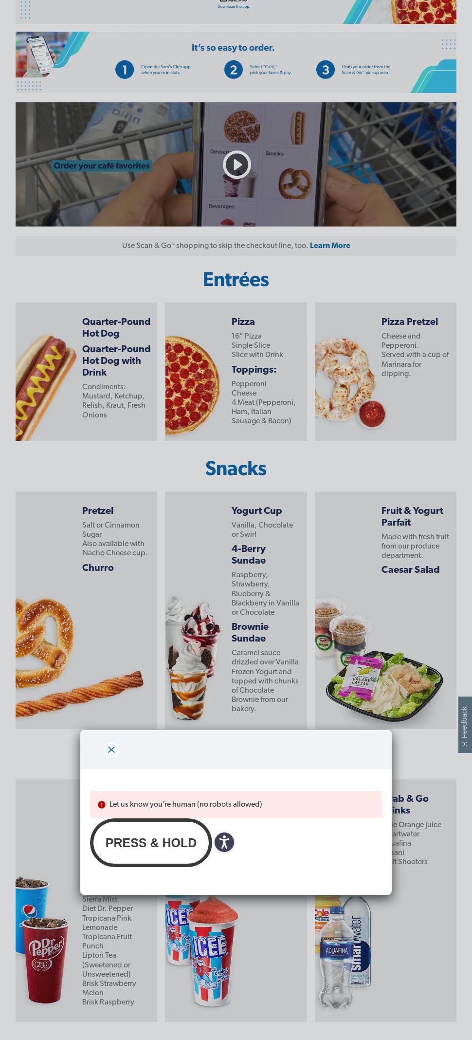 Sam's Club Cafe Menu