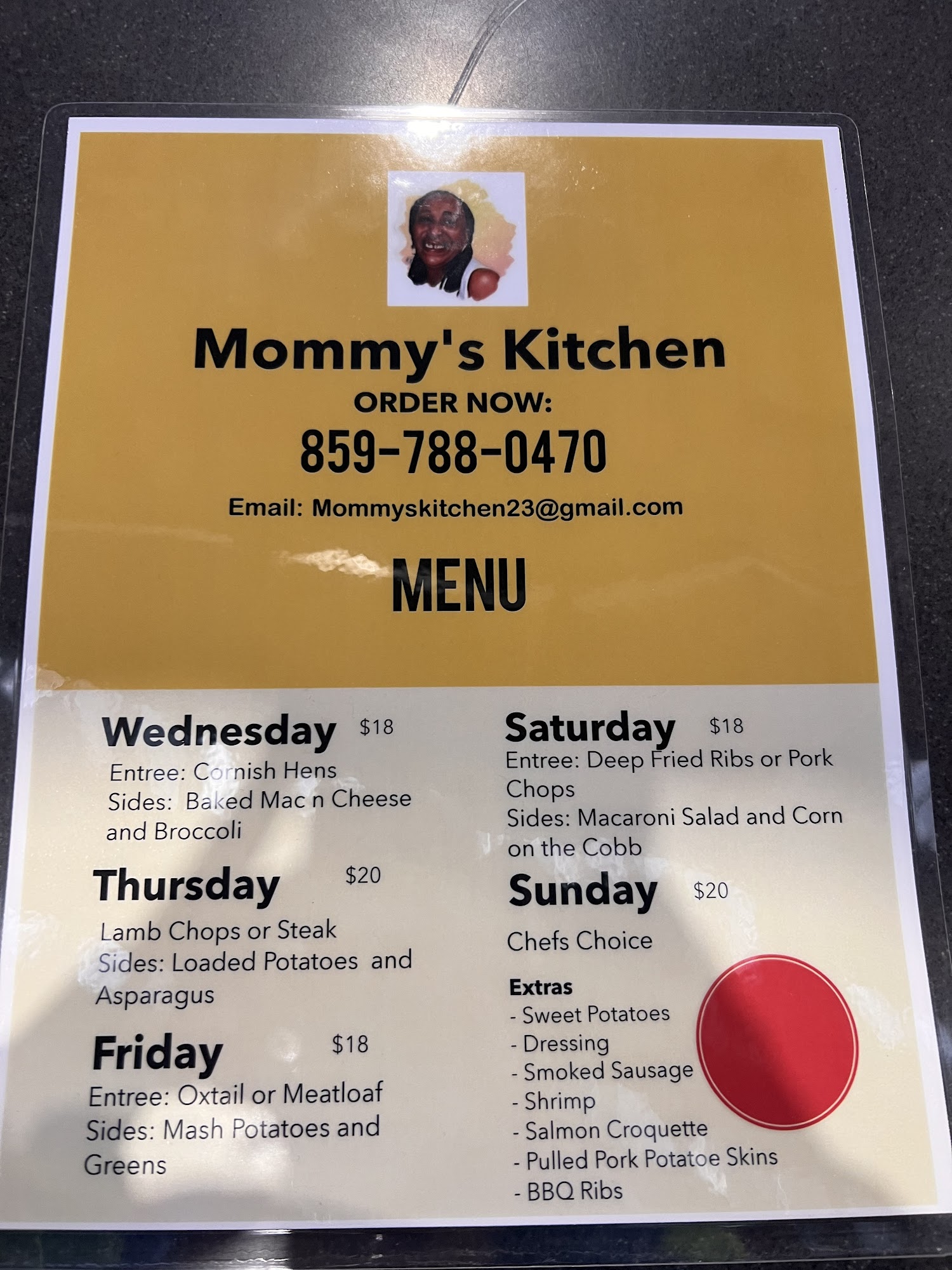 Mommy’s Kitchen Menu