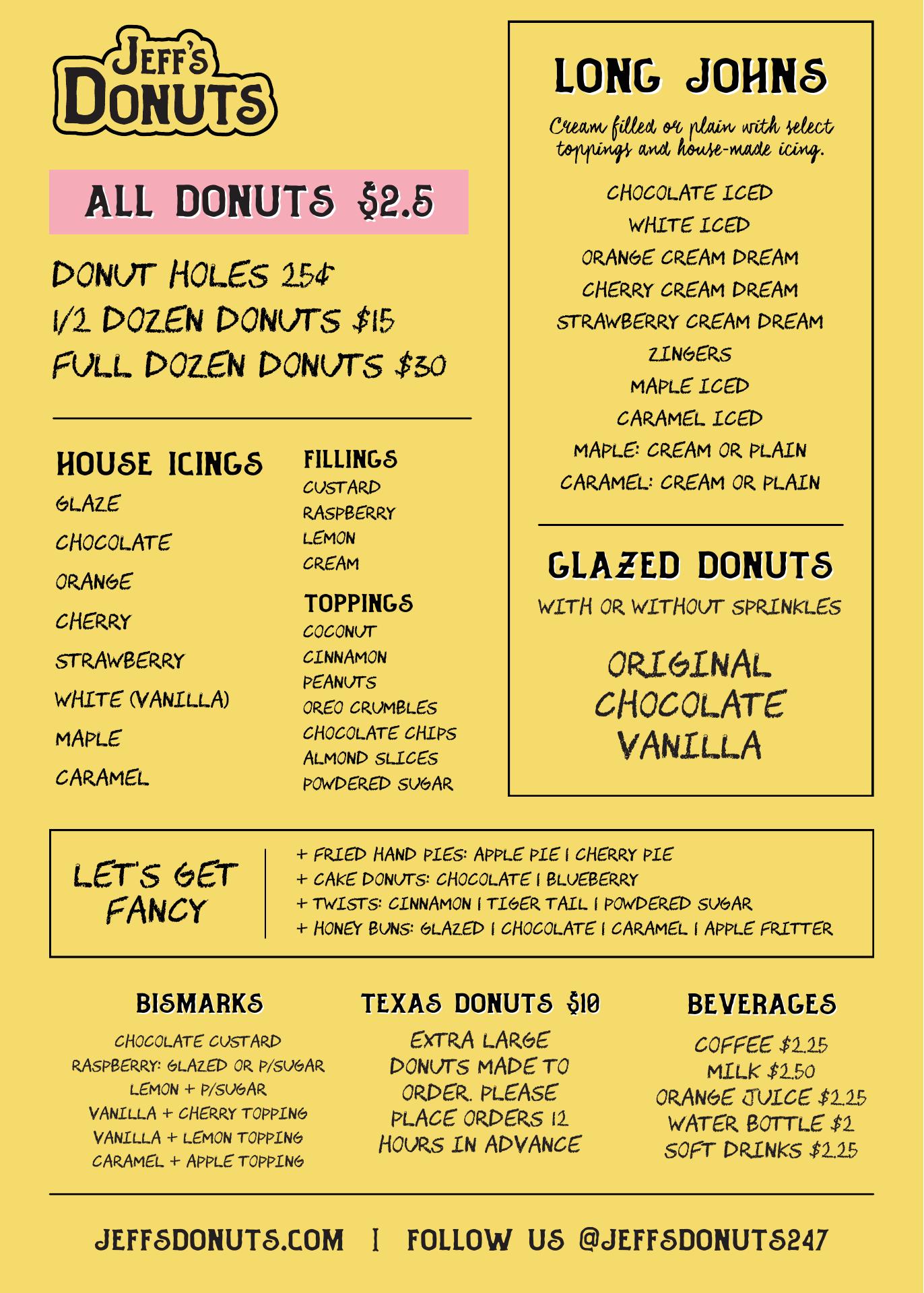 Jeff’s Donuts (Hurstbourne Pkwy) Menu