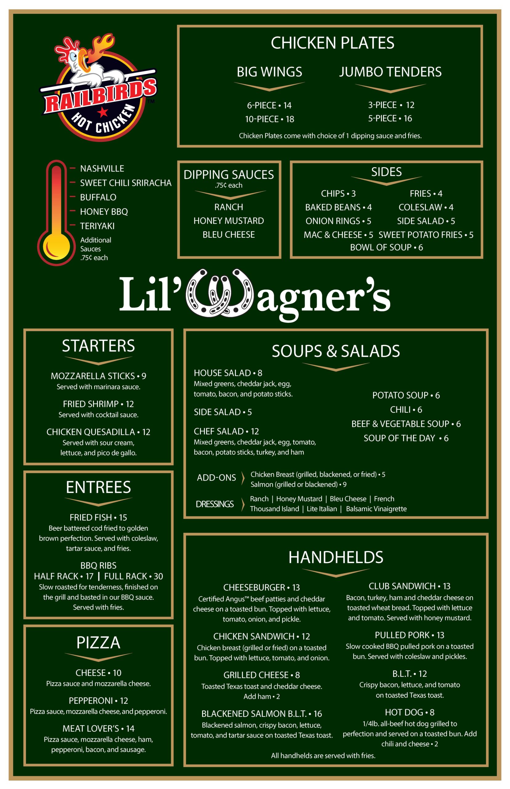 Center Bar at Derby City Gaming and Hotel Menu