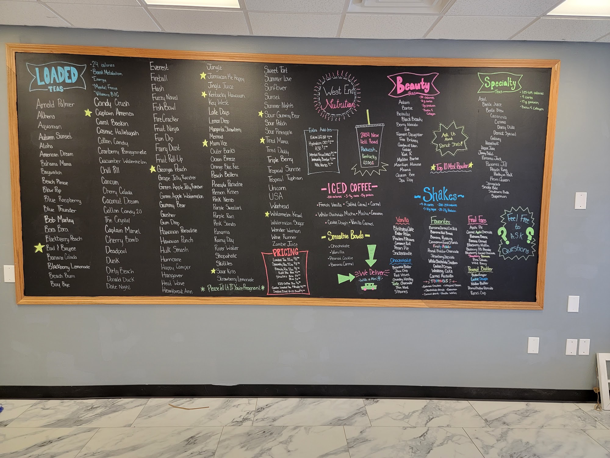 Mayfield nutrition Menu