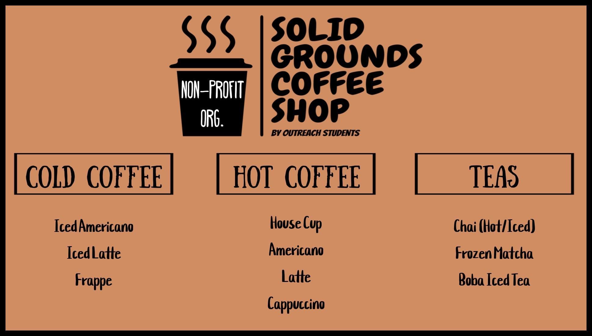 Solid grounds coffee shop Menu