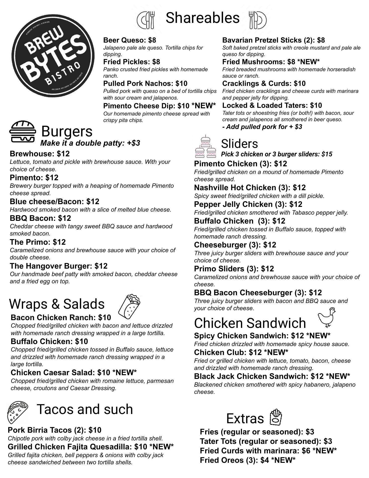 Agile Brewing Menu