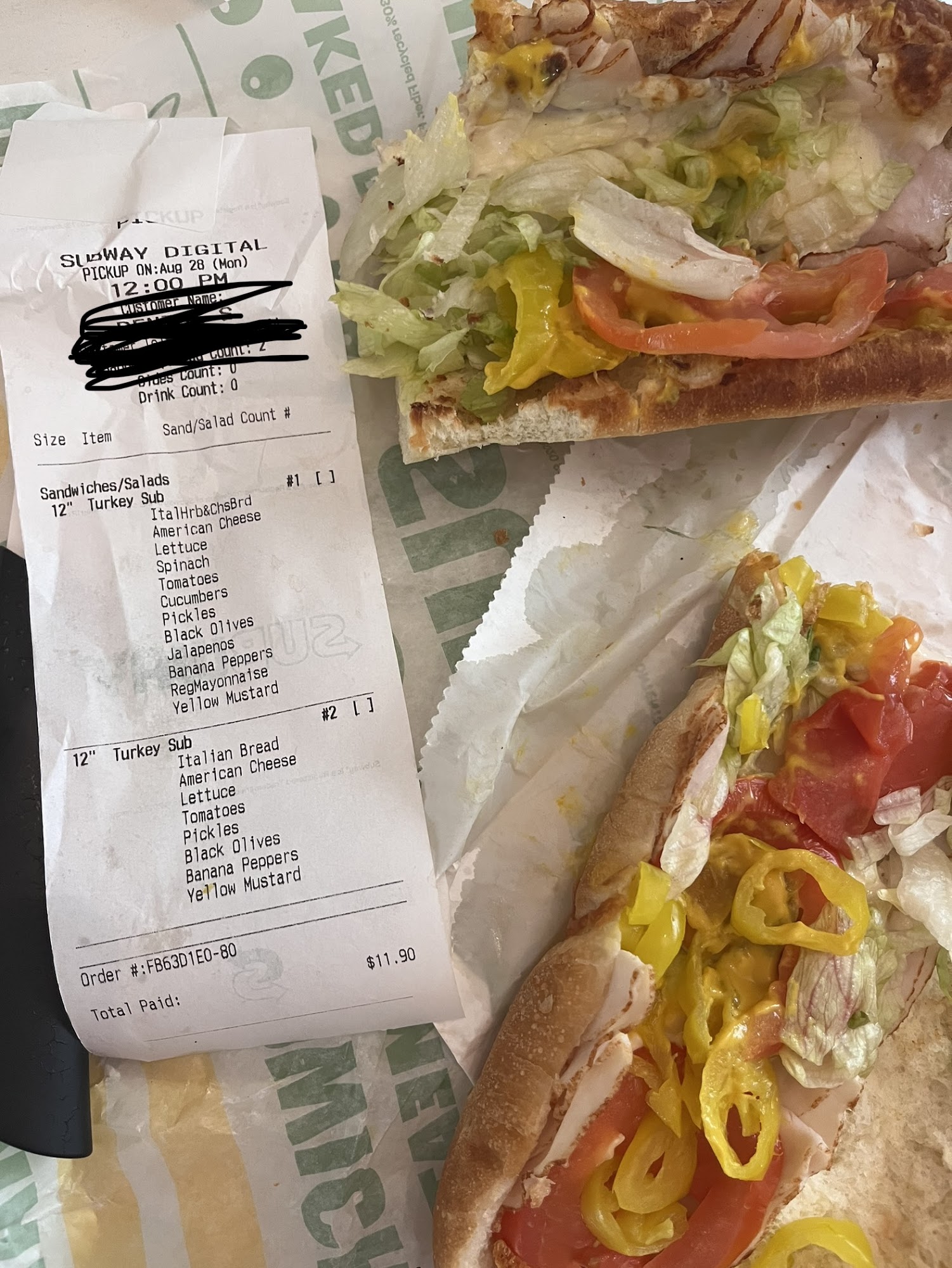 Subway Menu