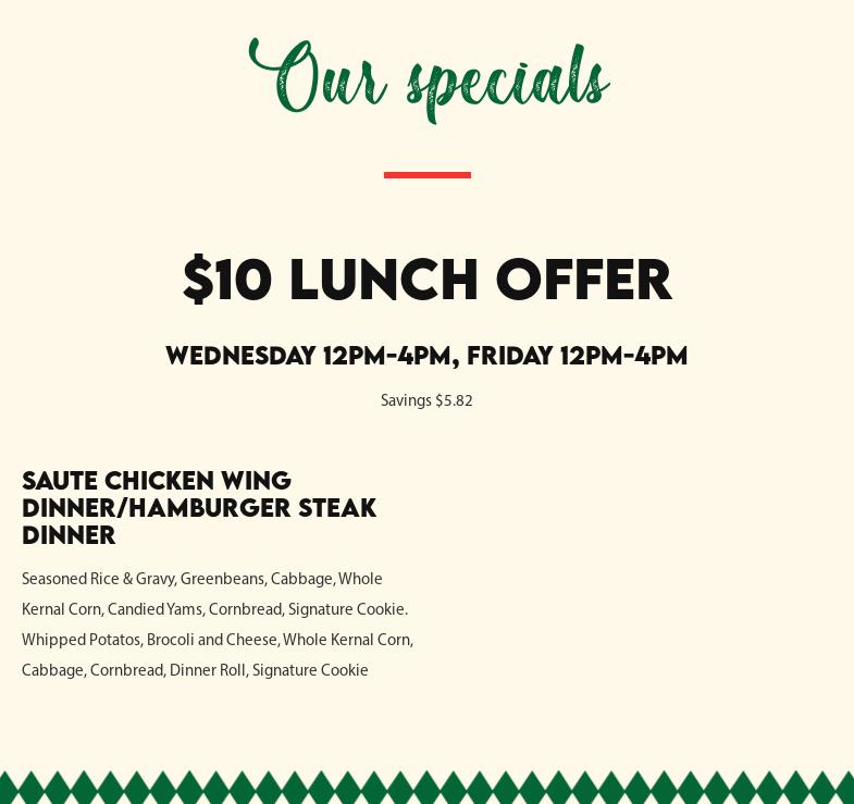 M & L Soul Food Menu