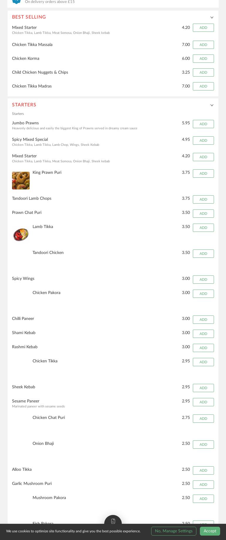 Spice Up Indian Takeaway Menu