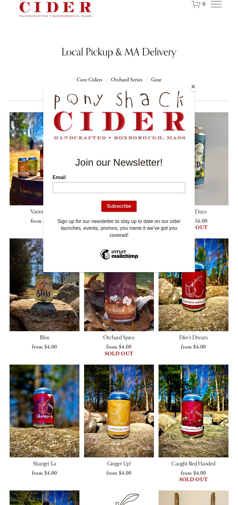 Pony Shack Cidery Menu