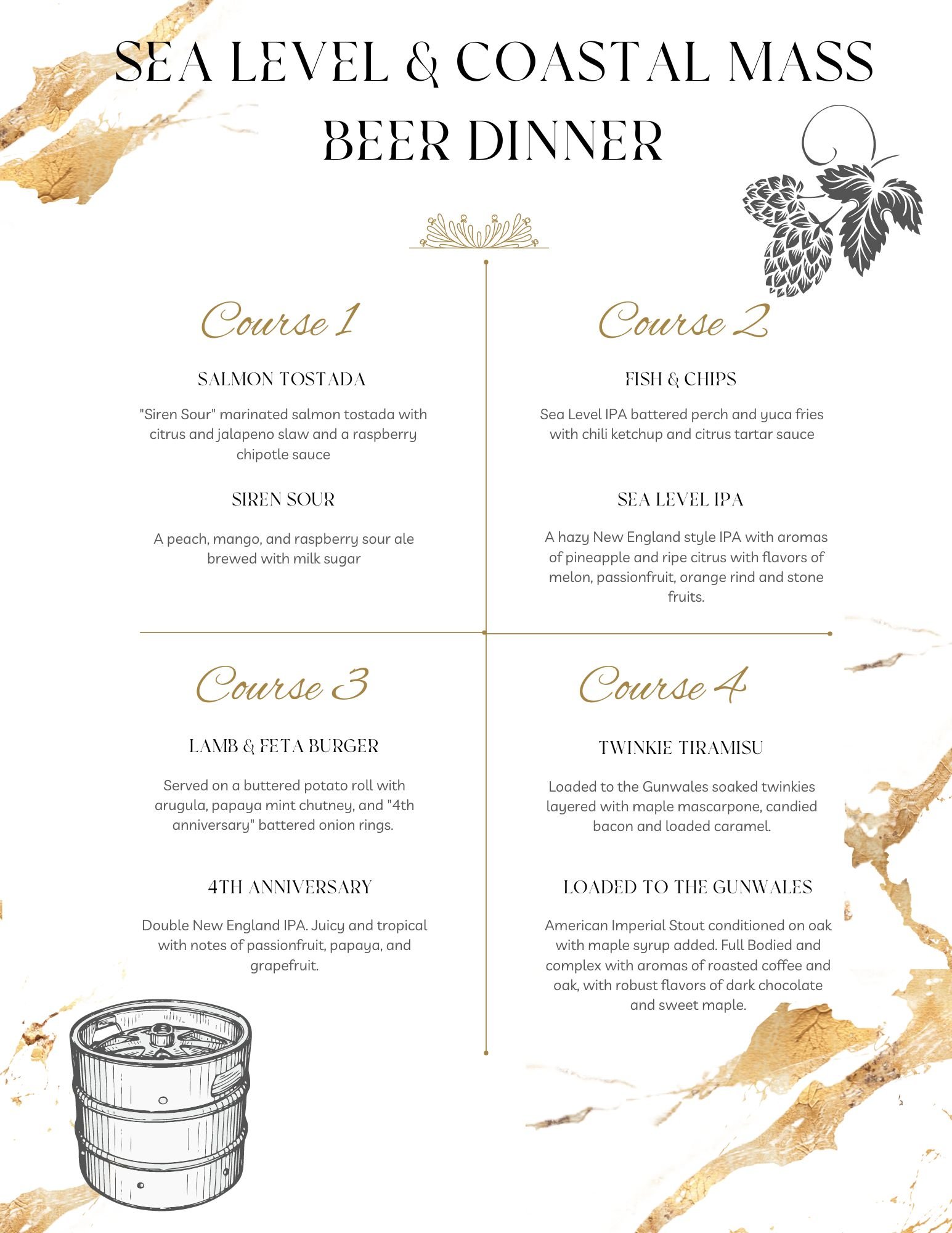 Coastal Mass. Brewing Menu