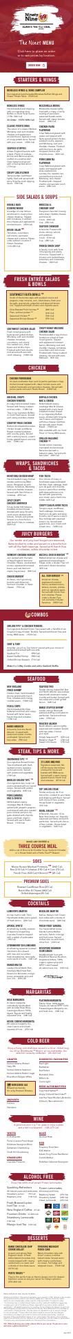 99 Restaurants Menu
