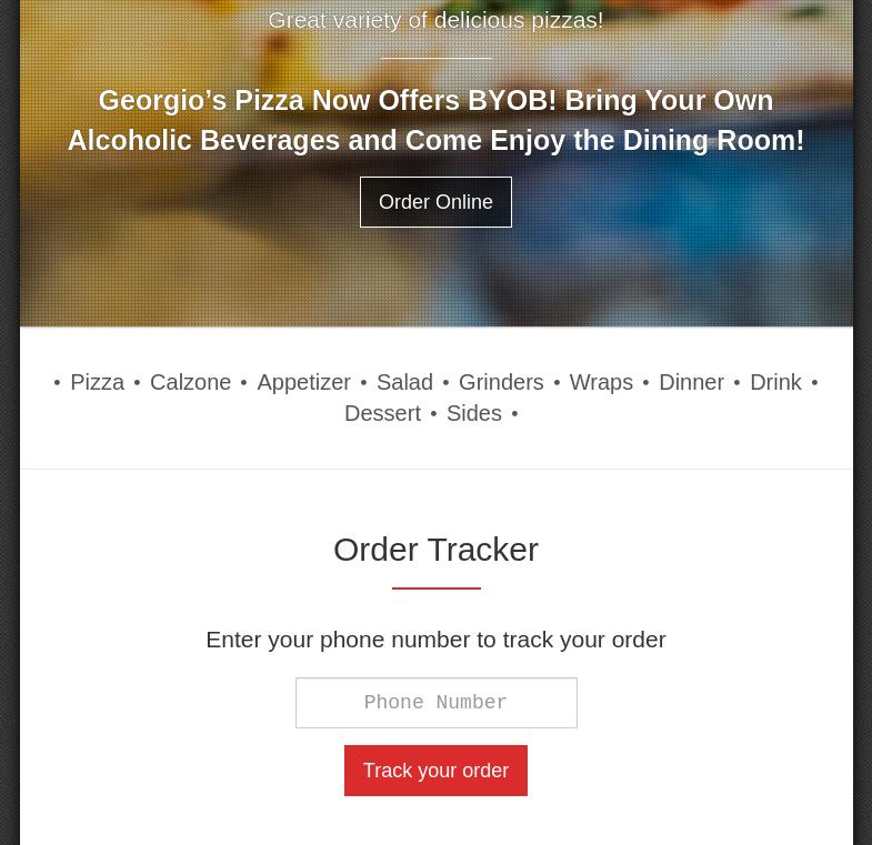 Georgio's Pizza Menu
