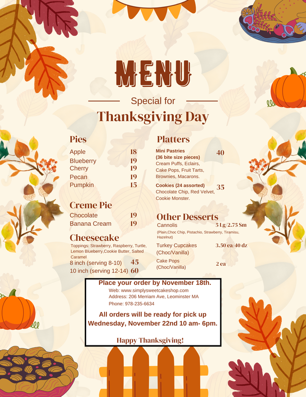 Simply Sweet by Christine Menu