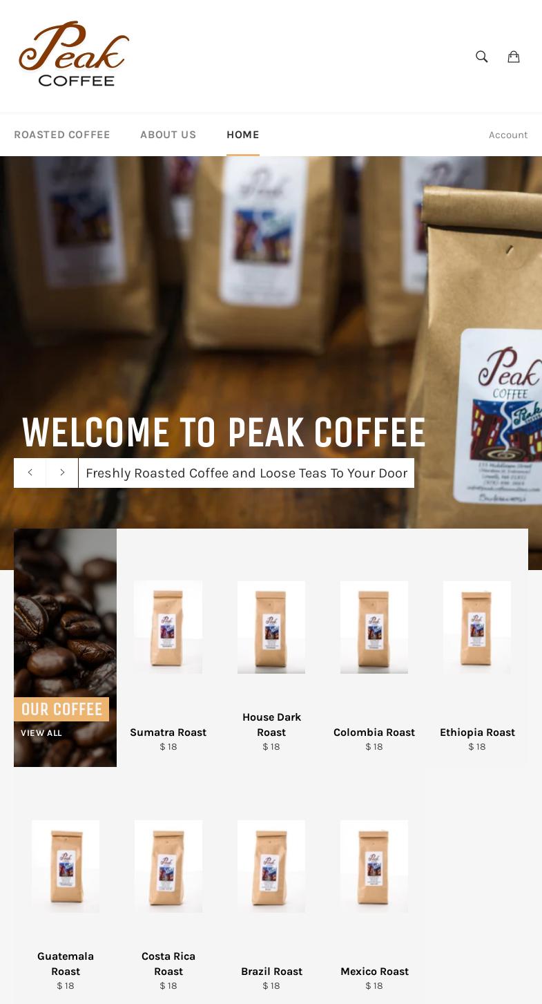 PEAK COFFEE AND TEA Menu