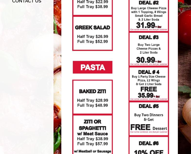 Starr's Pizza Menu