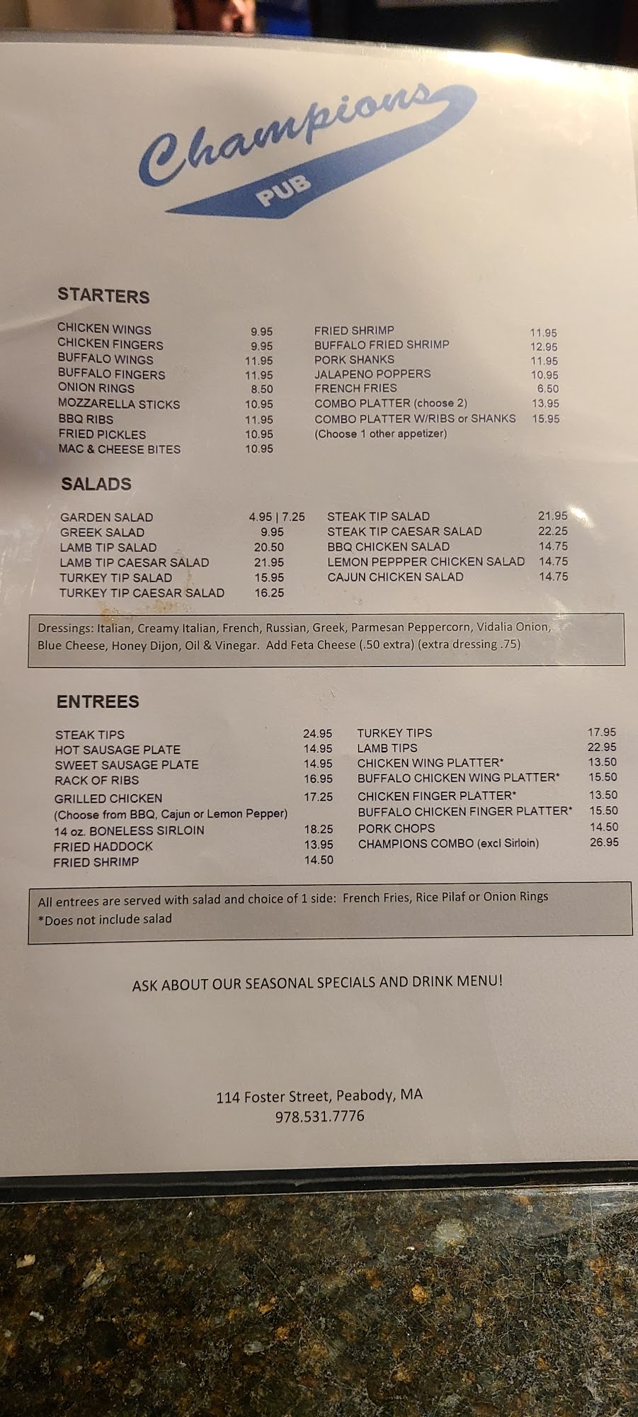 Champions Pub, Peabody - Menu, Reviews (330), Photos (63) - Restaurantji