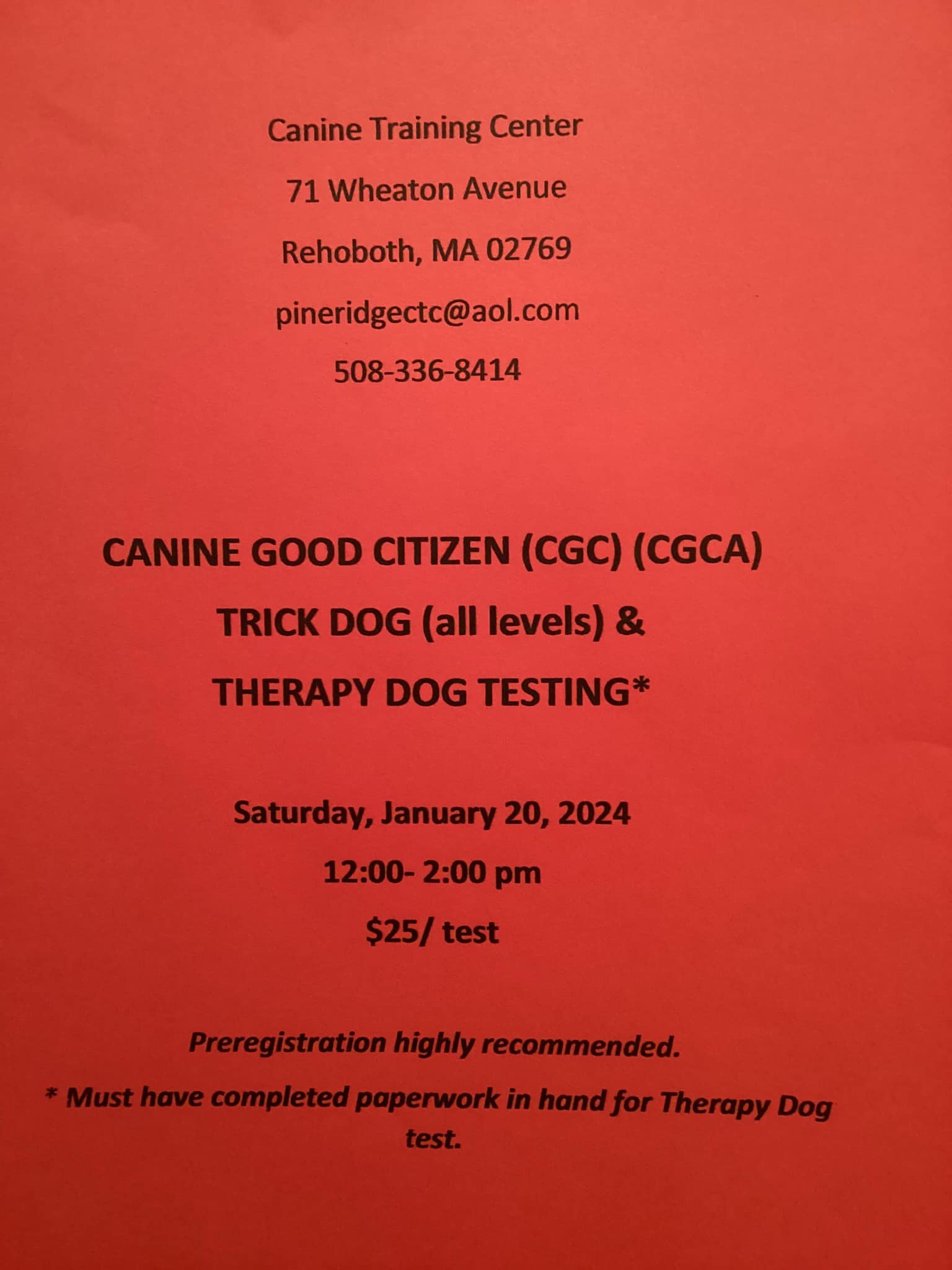 The Canine Training Center 71 Wheaton Ave, Rehoboth Massachusetts 02769