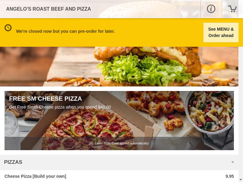 Angelo's Roast Beef and Pizza Saugus Menu