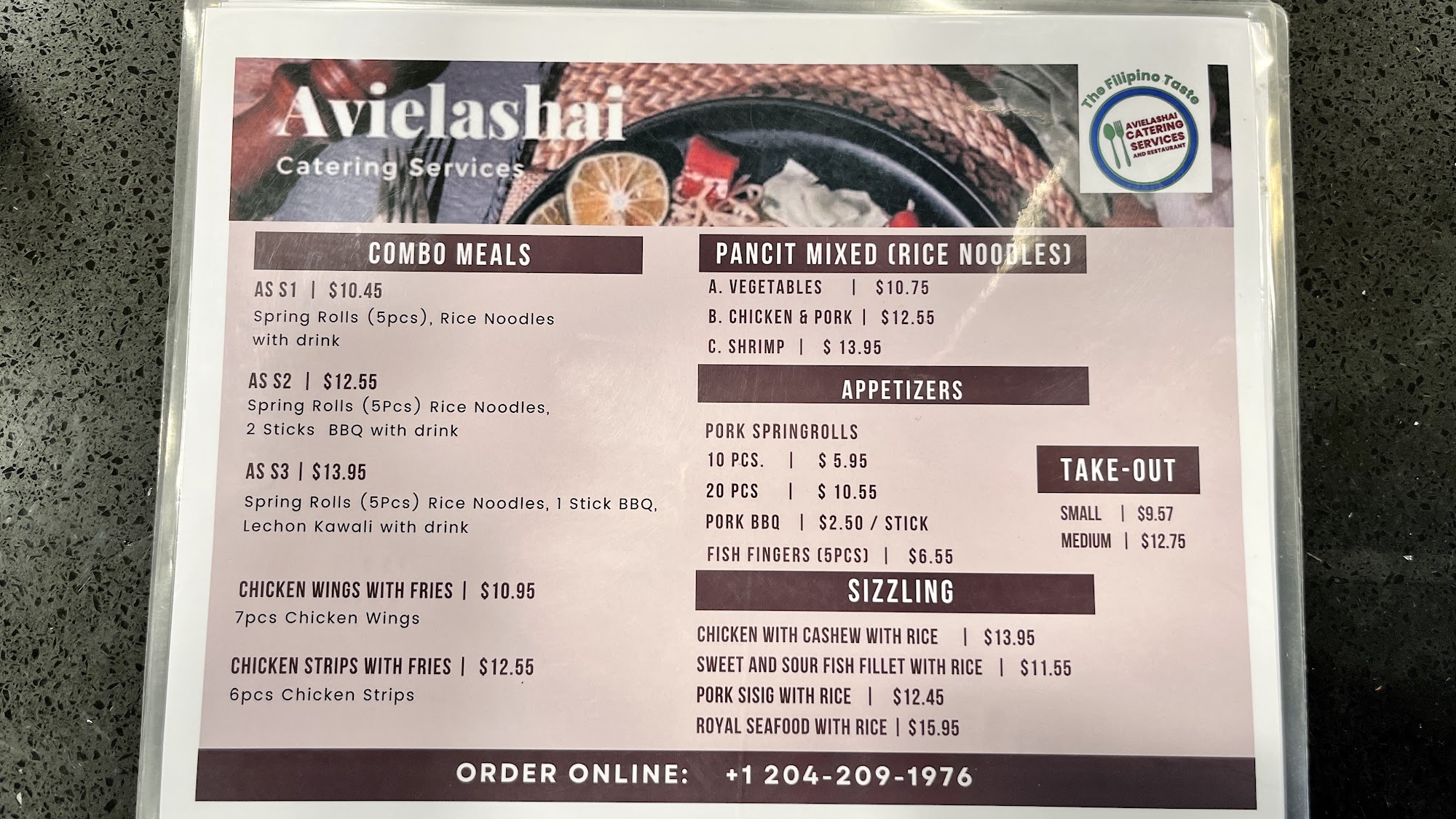 The Filipino Taste - Avielashai Catering Services Menu
