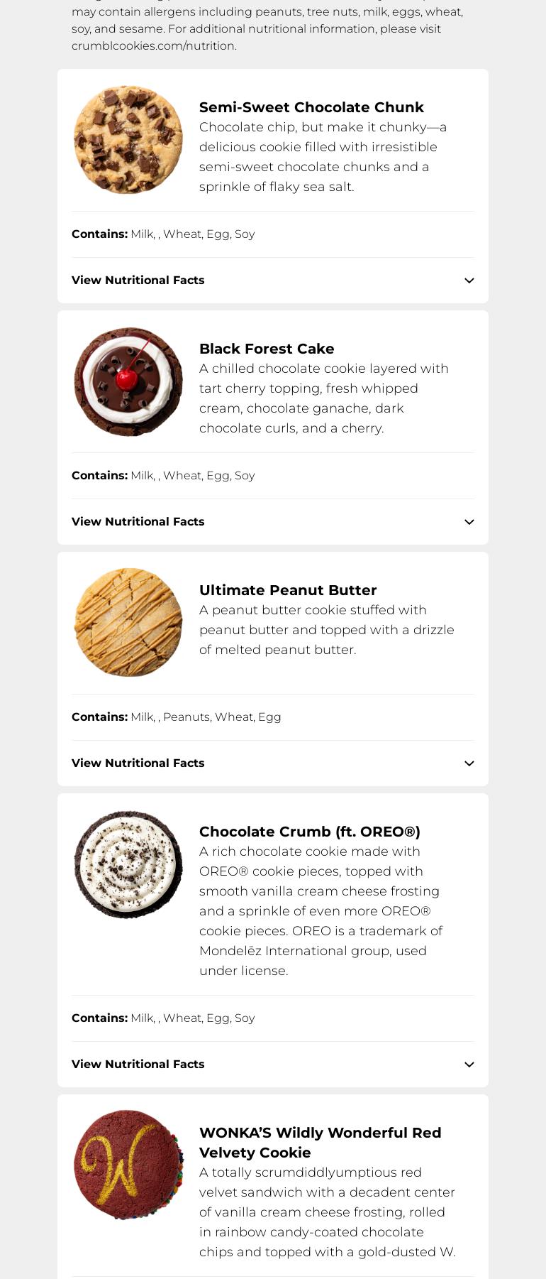 Crumbl - Annapolis Menu