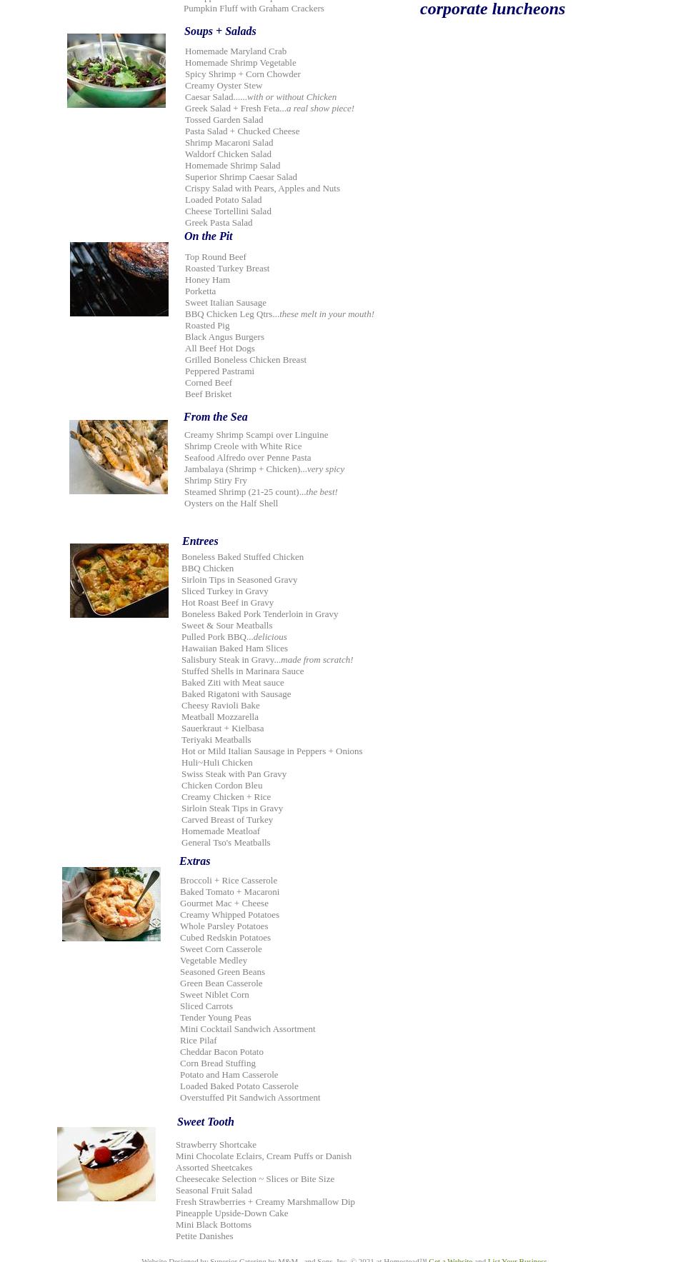 Superior Catering by M&M and Sons Menu