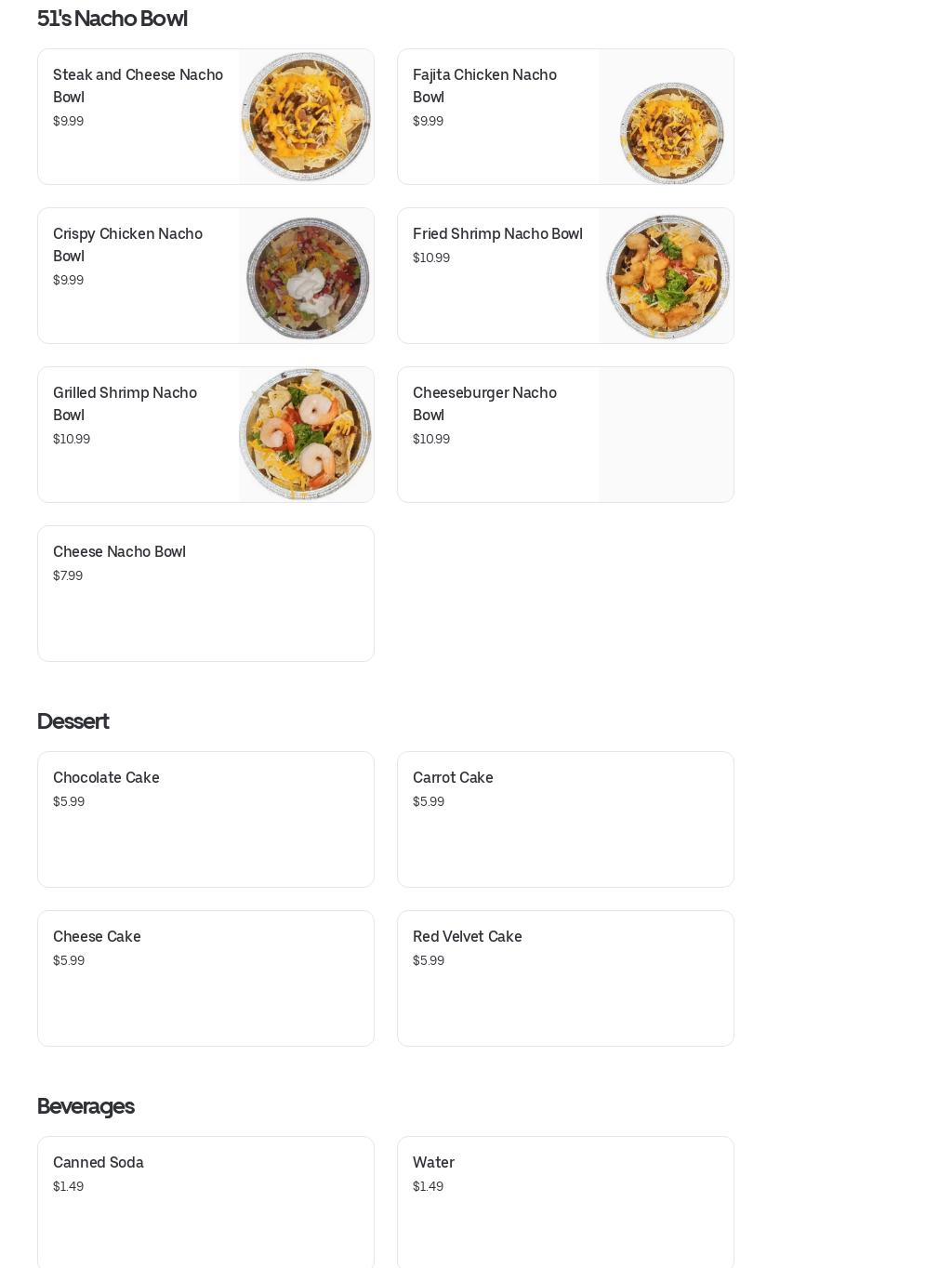 Cloud Kitchen 51 Menu