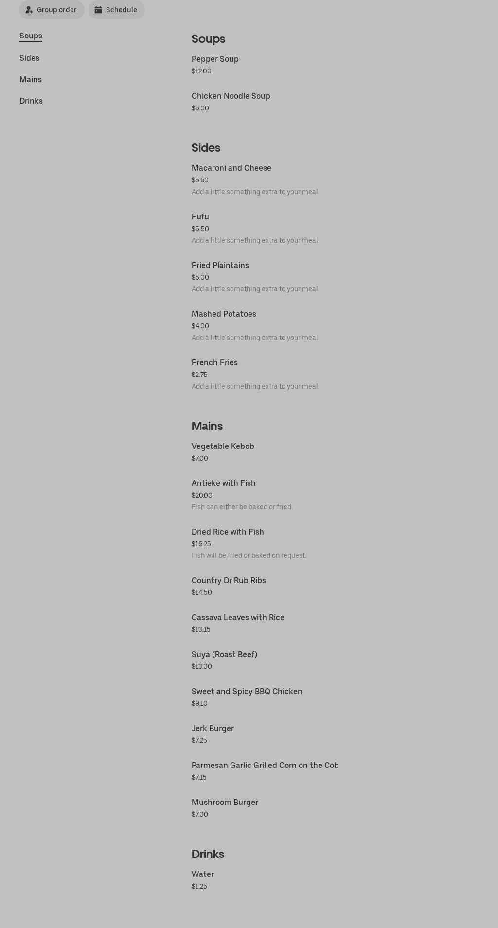 Lawrentine's Creations Menu