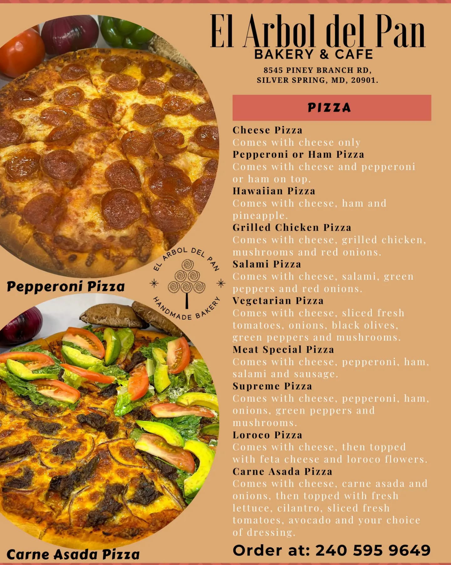 El Arbol Del Pan. Pizza Menu