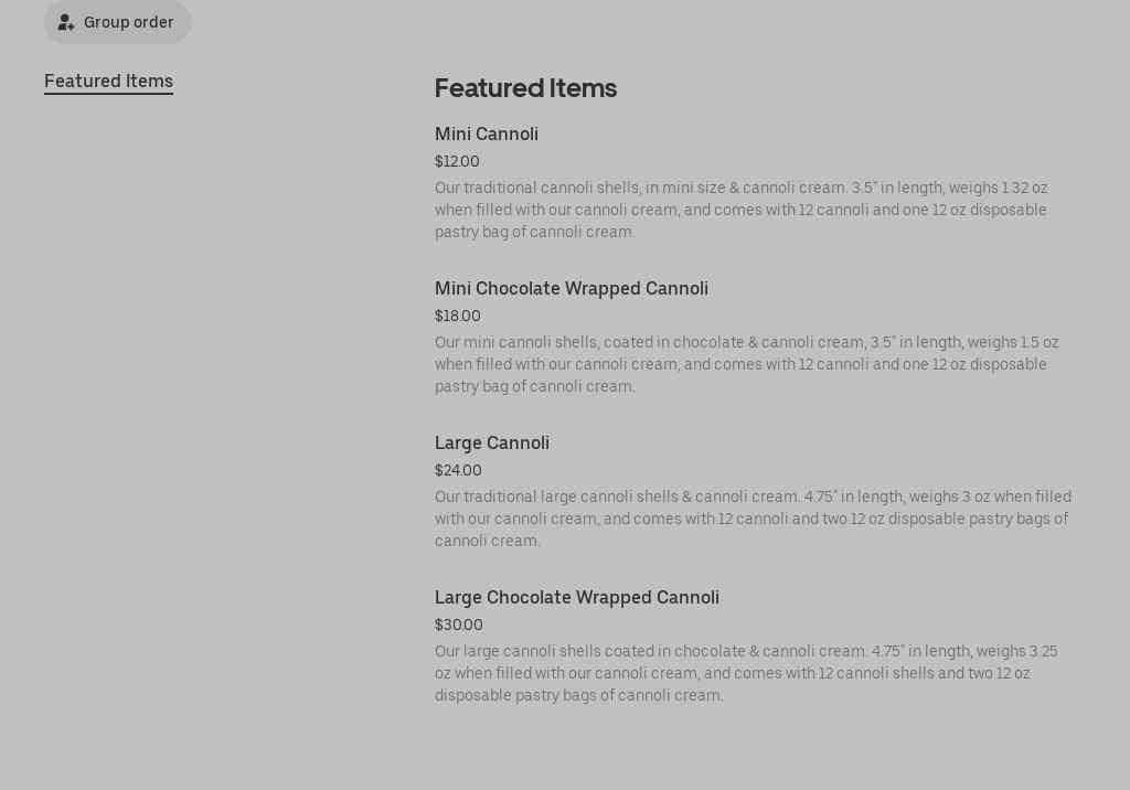 Vaccaro's Desserts Menu