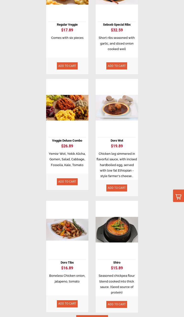 Sebseb Ethiopian Restaurant and Bar Menu