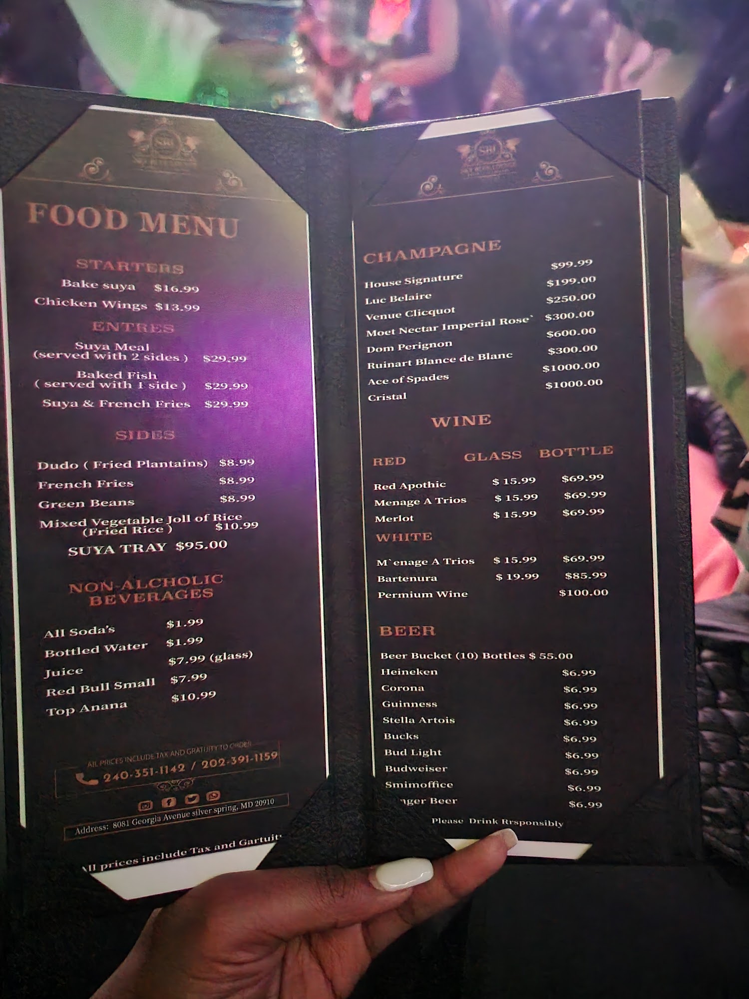Sky Blue Lounge Menu