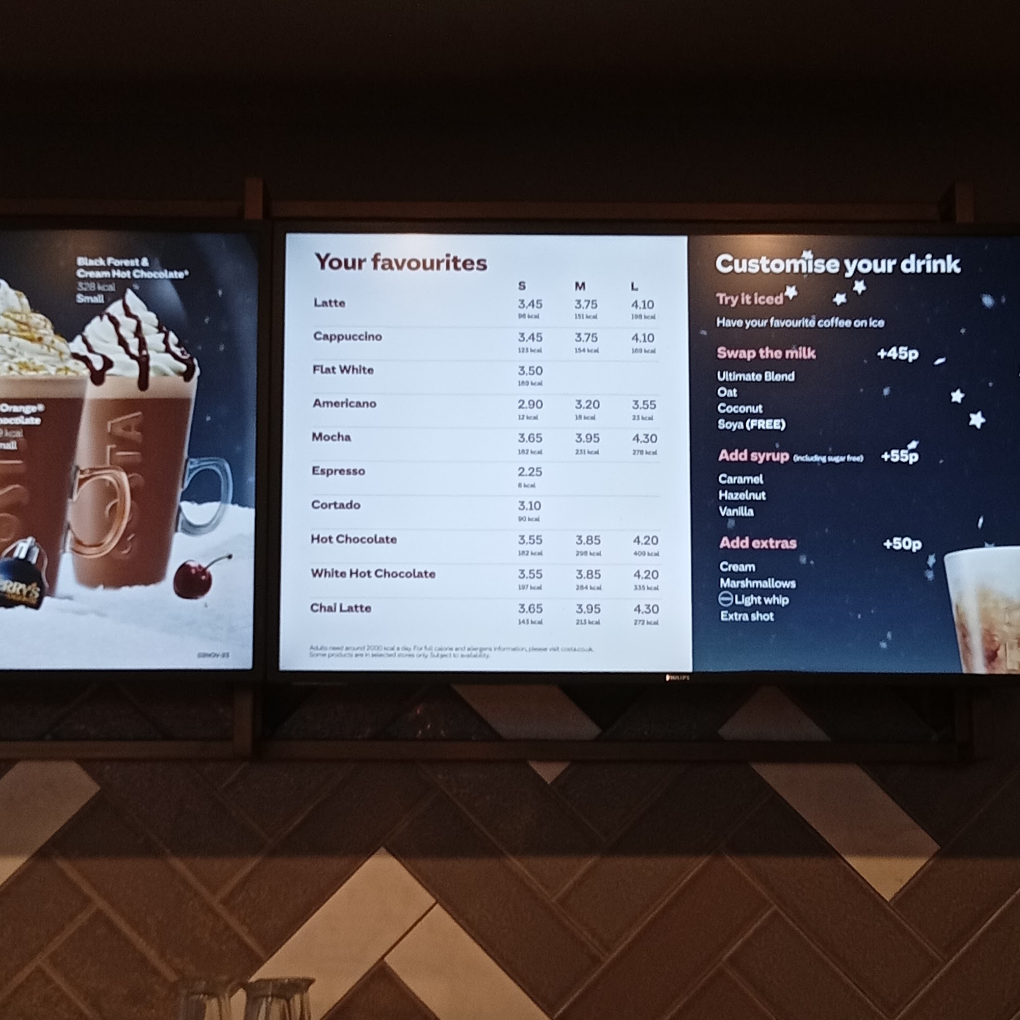 Costa Coffee Menu