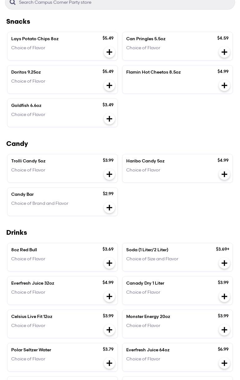 Campus Corner Party Store Menu