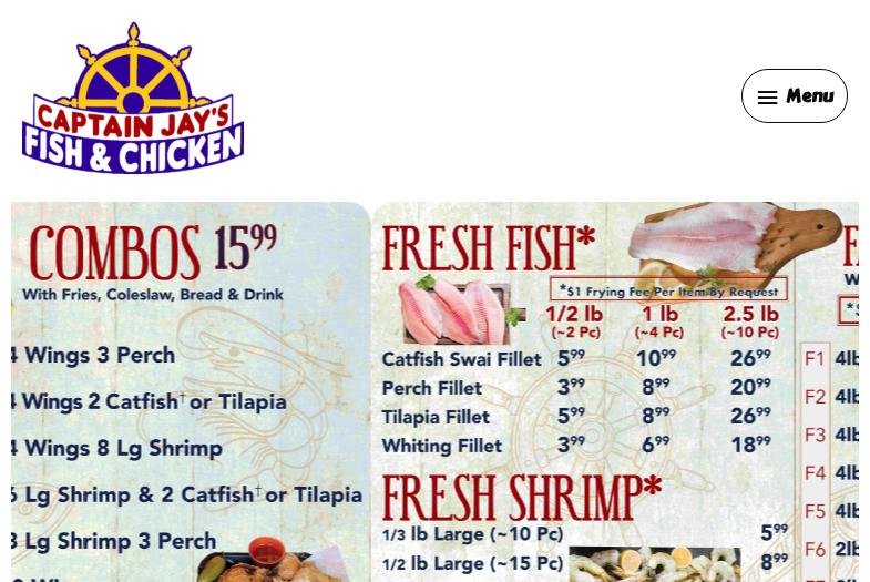 Captain jays Fish and Chicken Menu