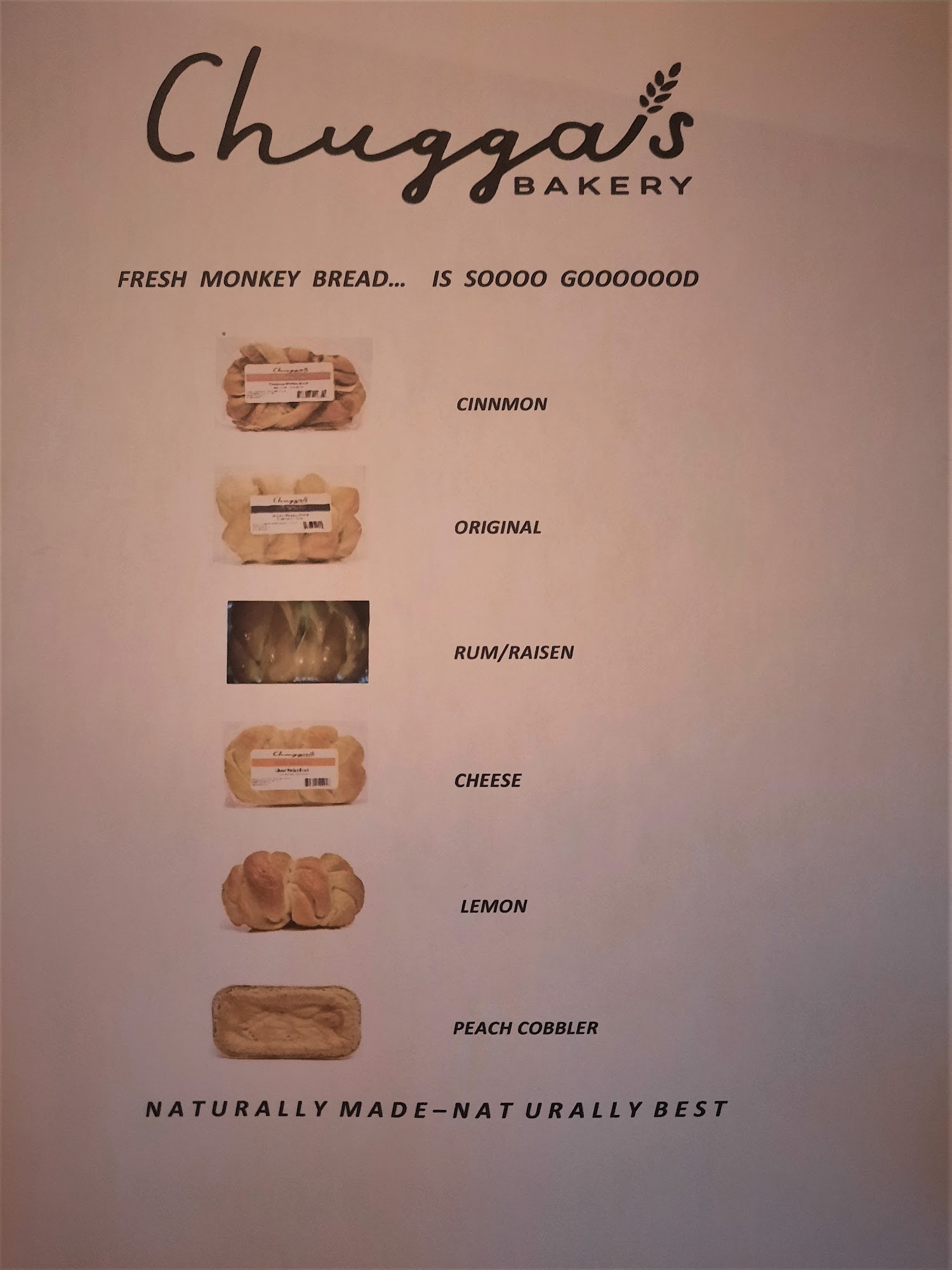 Chugga's Main Street Bakery Menu