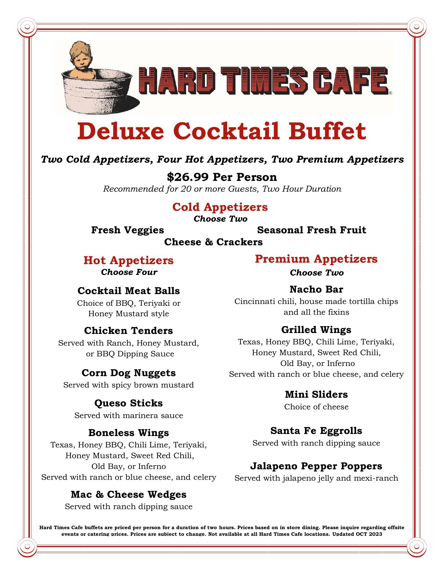 Hard Times Cafe Menu