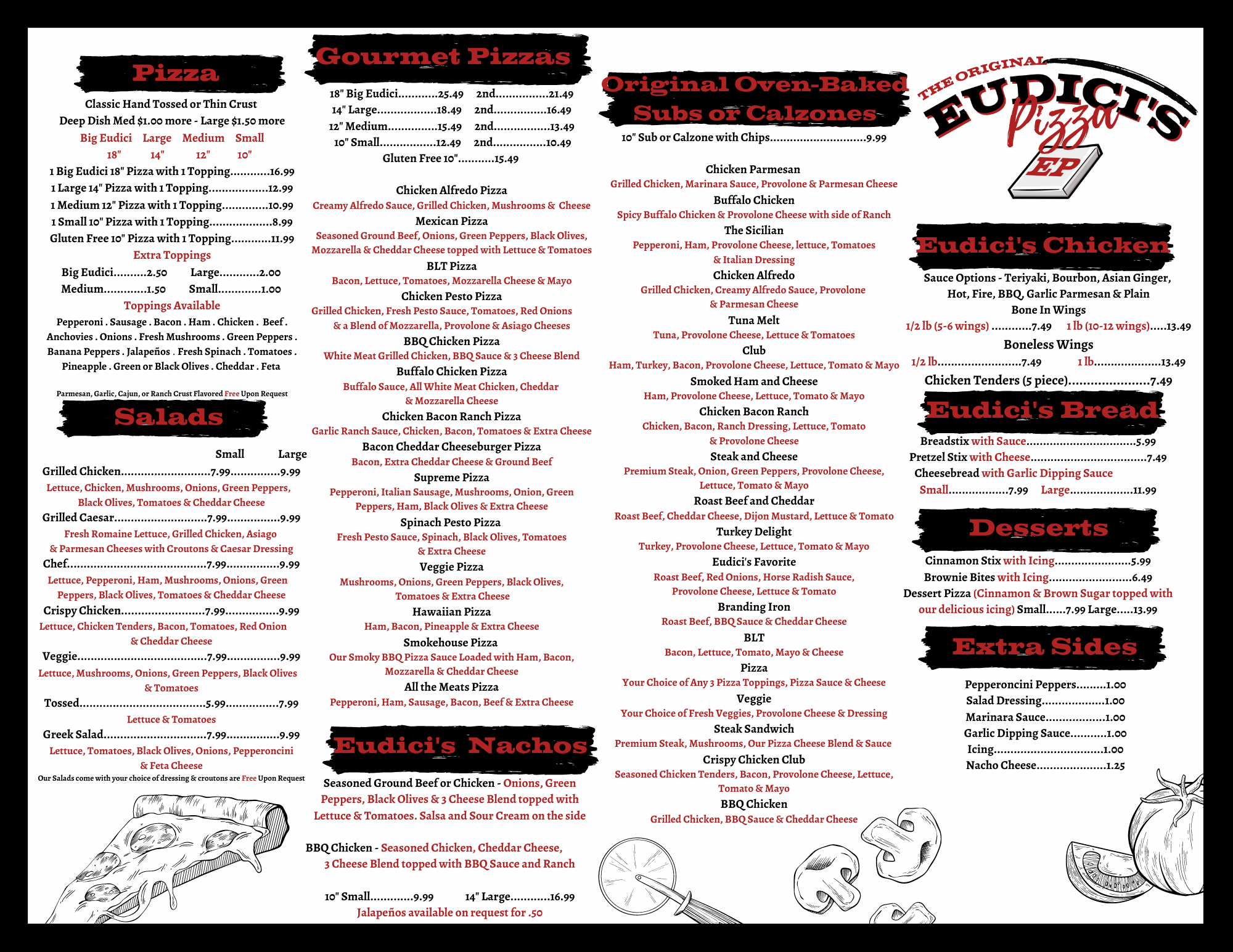 Eudici's Pizza Midland Menu