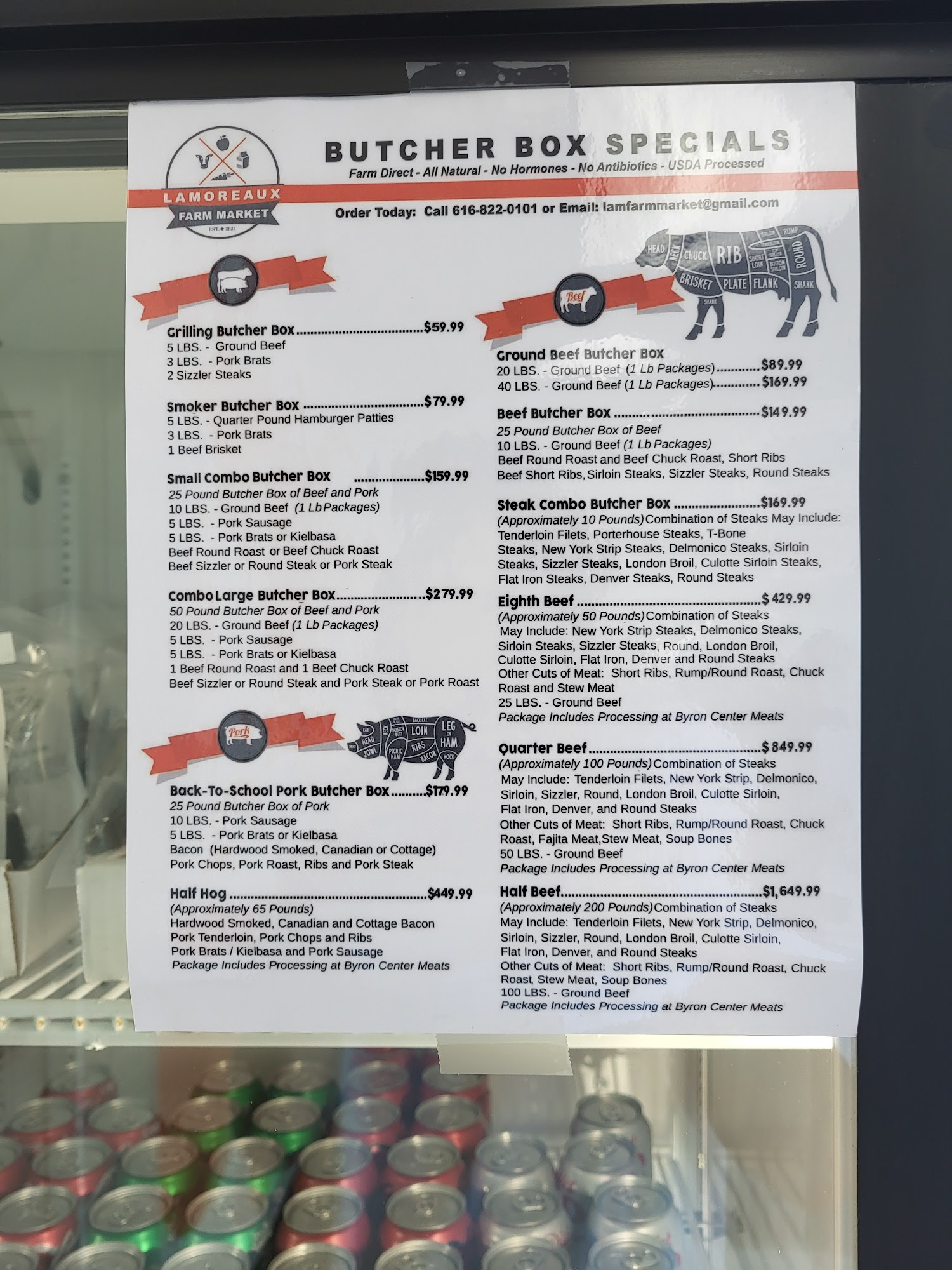 Cowlicks Ice Cream Shoppe and Lamoreaux Farm Market Menu