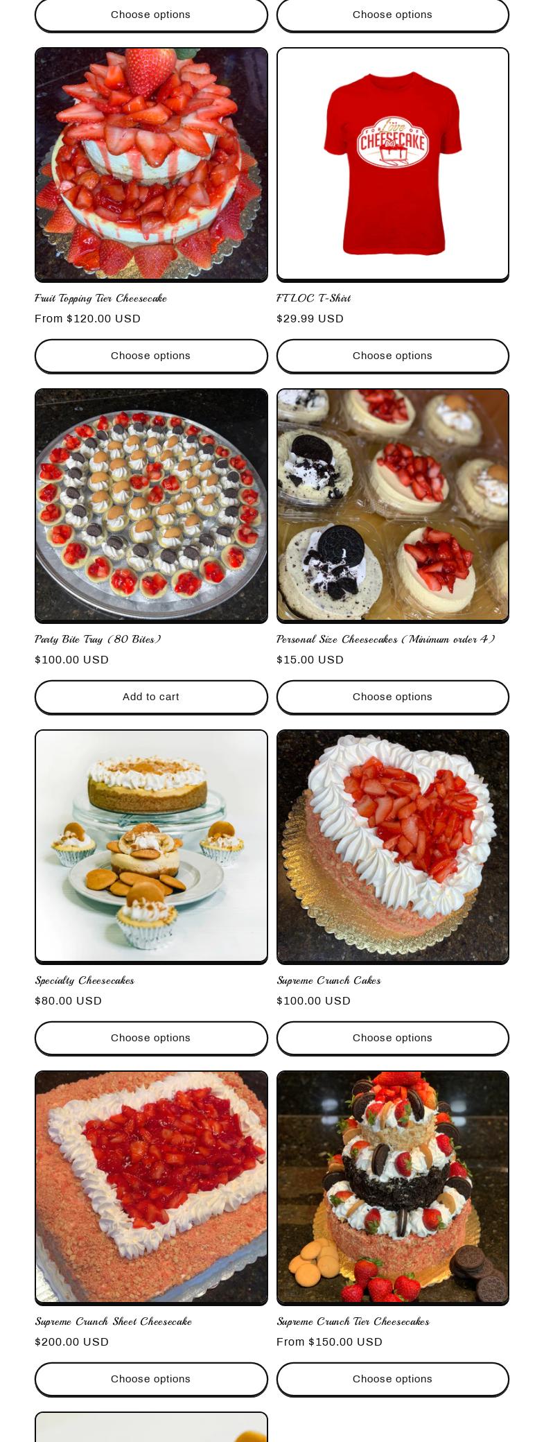 For The Love of Cheesecake Menu