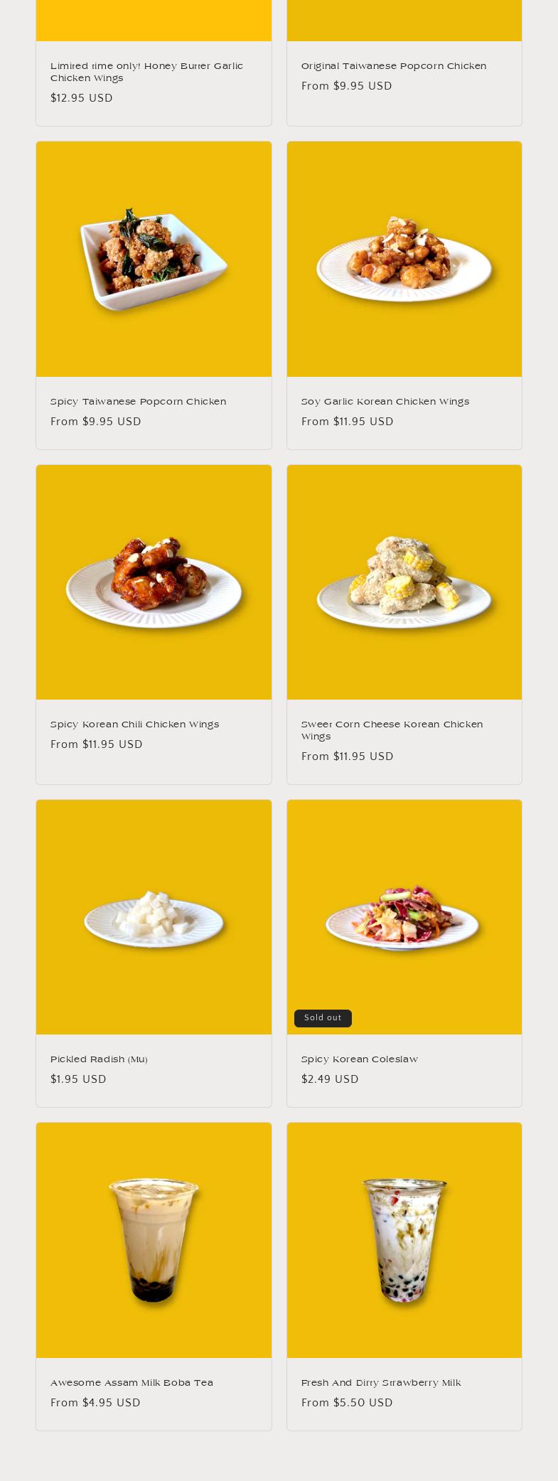 Chicky Choco Pop Menu