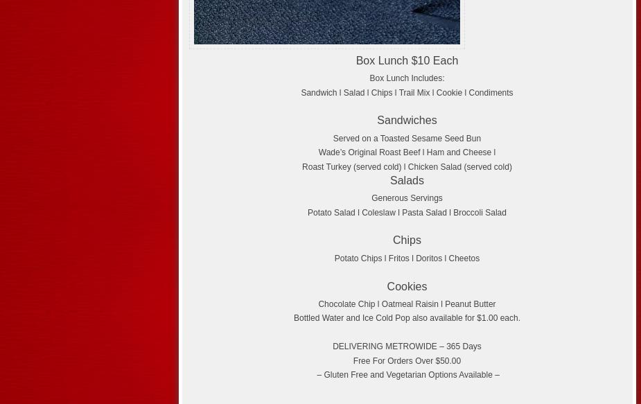 Affordable Best Catering Menu