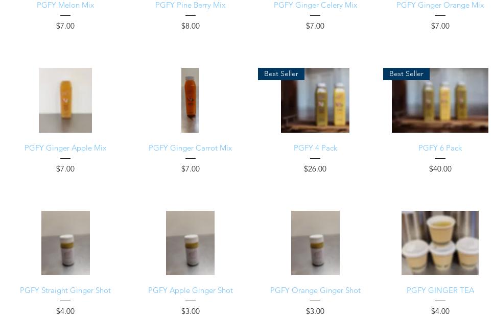 Pure Ginger For You Menu