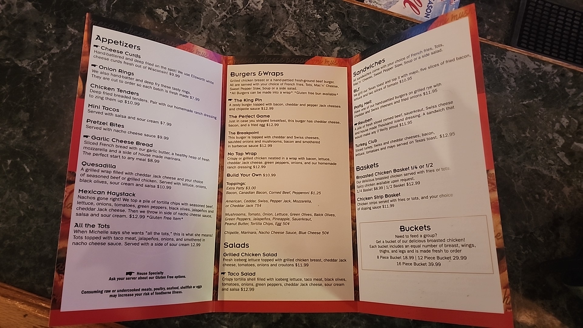 Papa Tronnio's Pizza Menu